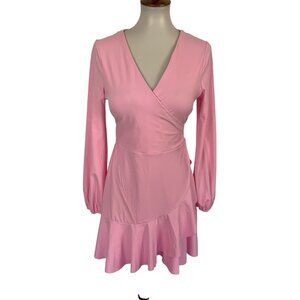 Halara Women’s Wrap Dress Large Pink Long Sleeve NWT
